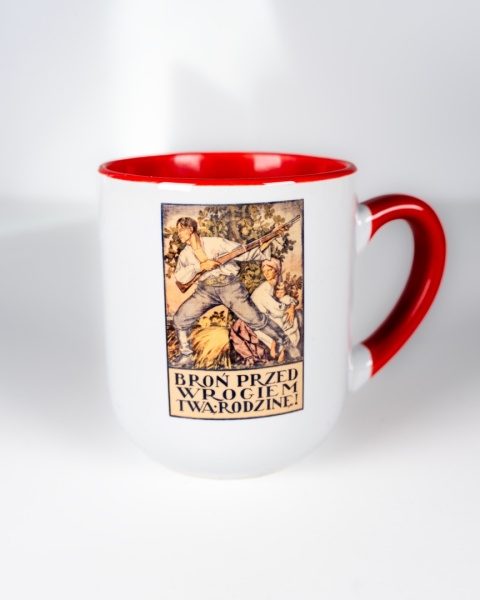 Kubek porcelanowy z logo Muzeum Bitwy Warszawskiej 1920 roku